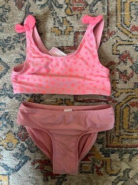 Cat & Jack Pink Polka-Dot Girls Two-Piece Swim Set